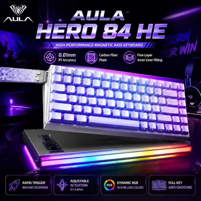 Gaming Keyboard Backlit - AULA HERO84 Magnetisch Gaming Mechanisch Toetsenbord