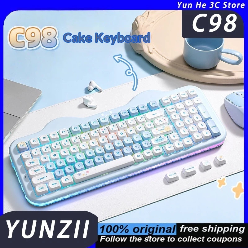 Gaming Keyboard That Is Quiet - YUNZII C98-toetsenbord Tri-mode Stil Mechanisch Bluetooth