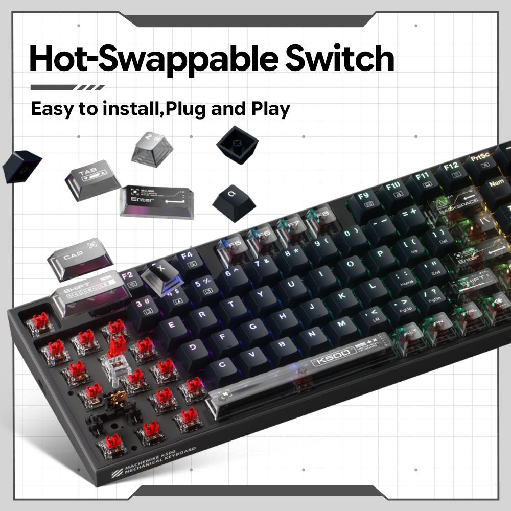 Machenike K500-B94 V2 Bedraad  - Keyboard Gaming Transparent recensie en prijs