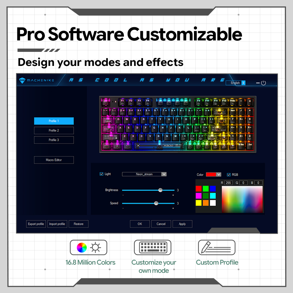 Machenike K500-B94 V2 Bedraad  - Keyboard Gaming Transparent recensie en prijs